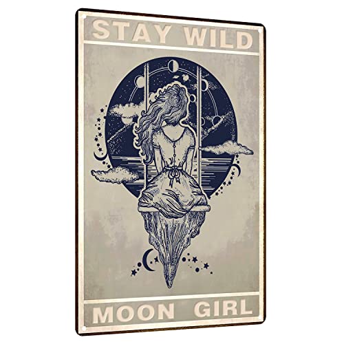 Stay Wild Moon Child Vintage Metal Tin Sign Wall Decor for Bar Pub Club8 x 12 inch