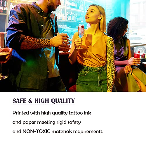 2 Sheets Art Temporary Tattoos, Extra Large Full Arm Fake Tattoos, Cool Waterproof Tattoo Stickers, Body/Leg/Arm Makeup Lasting Tattoos Sleeve for Adult/Man/Women, Fashion Black Realistic Tattoo