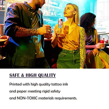 2 Sheets Art Temporary Tattoos, Extra Large Full Arm Fake Tattoos, Cool Waterproof Tattoo Stickers, Body/Leg/Arm Makeup Lasting Tattoos Sleeve for Adult/Man/Women, Fashion Black Realistic Tattoo