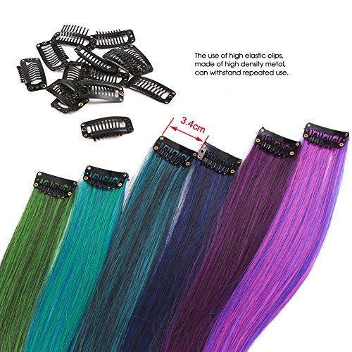 Stunning Colorful Straight Clip in Hair Extensions Clips 26 Multi Color Set 22 Inches Long 