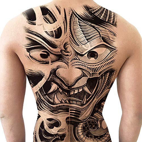 Black and White Devil Full Back Tattoo - Temporary Waterproof and Durable