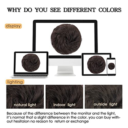 100% Human Messy Hair Bun Scrunchies Ponytail Extension Human Hair Updo Chignon Hair Piece Black Brown