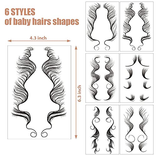 Temporary Baby Hair Tattoo Stickers, - 6 Types of optional - Waterproof Tattoos, Edge Tattoo Hair Stickers for DIY Hairstyling