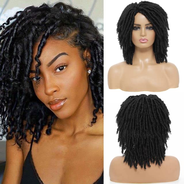 Dreadlock Synthetic Braiding Short Wigs Crochet Twist Braids Wigs Afro Curly Synthetic Hair Braiding Wig African Hairstyle (6 inch 1B)