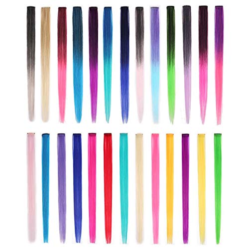 Stunning Colorful Straight Clip in Hair Extensions Clips 26 Multi Color Set 22 Inches Long 