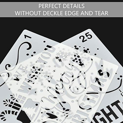 Christmas Decoration Stencils 25 Painting Templates for Scrapbooking Cookie Tile Furniture Wall Floor Craft Drawing Tracing Teacher Supplies