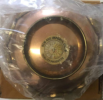 New Age Imports, Inc. bo, Triple Moon Pentacle Copper 3", for Altar, Ritual use, Incense Burner, smudging, Decoration, offering Bowl, 3" Diameter 2" Height