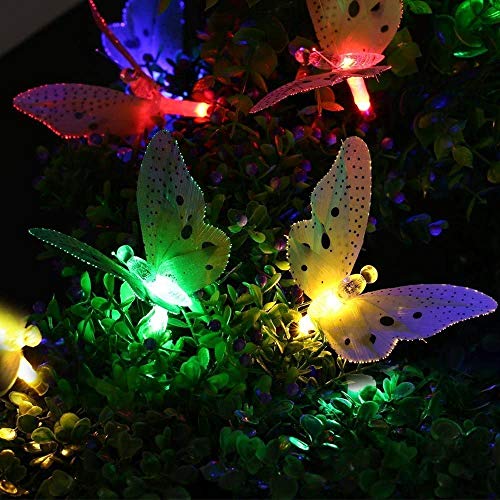 Butterfly Solar String Lights Outdoor 12 LED Waterproof