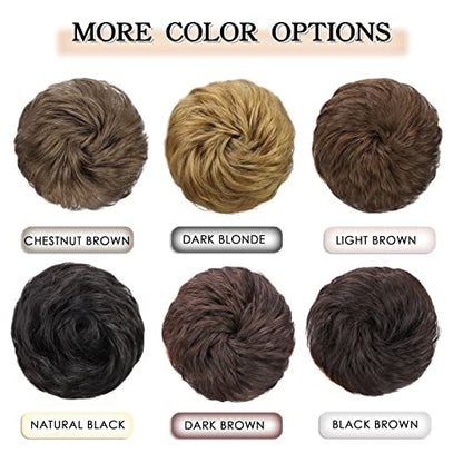 100% Human Messy Hair Bun Scrunchies Ponytail Extension Human Hair Updo Chignon Hair Piece 6# Medium Chestnut Brown