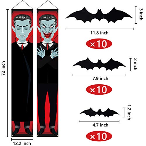  Halloween Vampire 2 Hanging Banners + 30 PVC Bats 