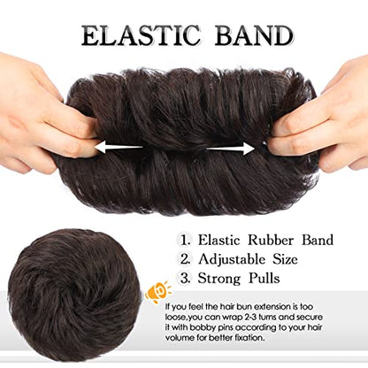 100% Human Messy Hair Bun Scrunchies Ponytail Extension Human Hair Updo Chignon Hair Piece Black Brown