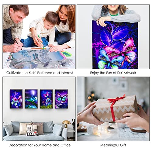 Butterfly Diamond Art, 9 Pack 5D Diamond Painting Kits for Adults Diamond Dotz Crafts Kits for Home Wall Decor 11.8 X 15.75 in