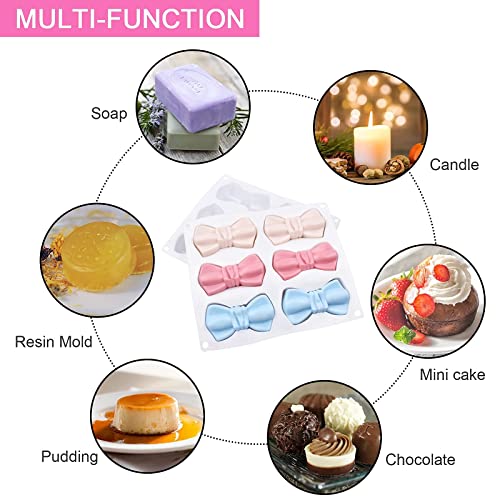 Silicone Mousse Cake Molds Bowknot Fondant Chocolate Candy Molds Bow Silicone Mold DIY Cake Molds for Birthday Party Cake Cupcake Supplies