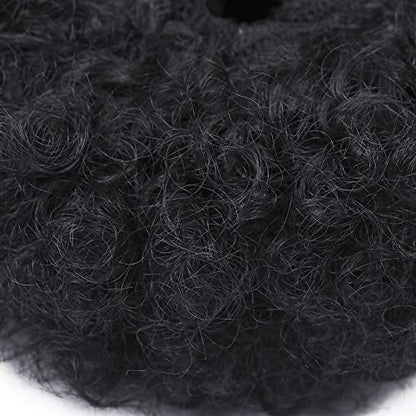 Set of 2 Afro Puff Drawstring Ponytail Hair Extension Synthetic Fluffy Kinky Curly Hair Puff Bun Updo Hair Pieces Afro Donut Chignon Hairpieces Extensions(1B#)