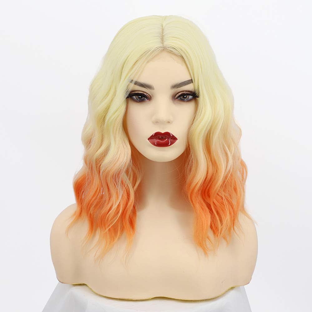 Middle Part Synthetic Shoulder Length 14 Inch Colorful Heat Resistant Fiber Wig