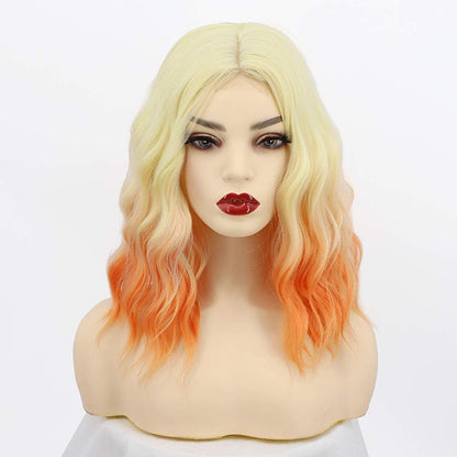 Middle Part Synthetic Shoulder Length 14 Inch Colorful Heat Resistant Fiber Wig