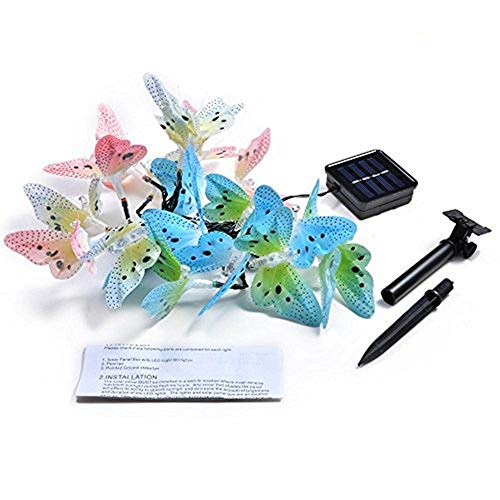 Butterfly Solar String Lights Outdoor 12 LED Waterproof