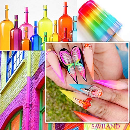 Saviland Acrylic Powder set - Neon Acrylic Nail Powder Set,10 Fluorescent Color Professional Polymer Kit Nail Extension for Nail Art