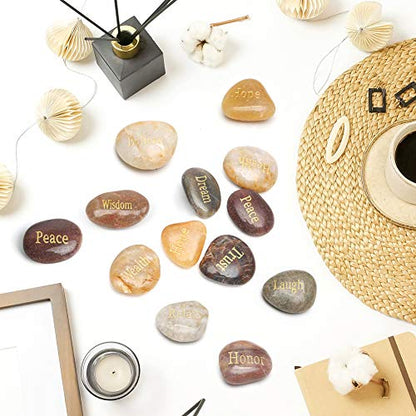 Engraved Inspirational Stones, 25 Different Words Encouragement Stones Amulets Gift Stones