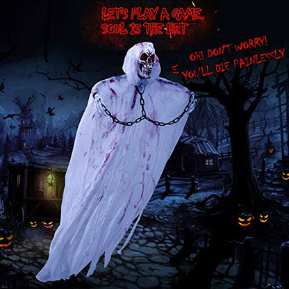 Hanging Grim Reaper Skull with Shackles Chains Best Halloween Decorations