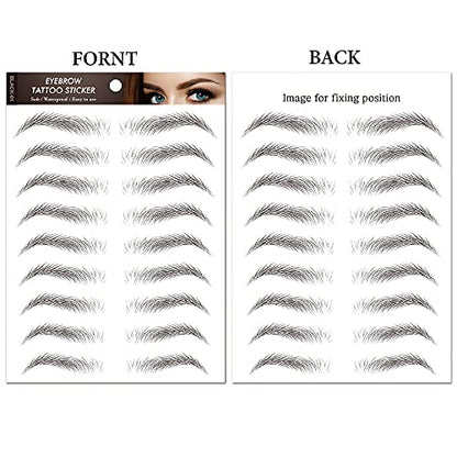 4 Sheets 40 Pairs Black 3d Eyebrow Tattoo Sticker Temporary Tattoos for Women, DIY Fake Tattoos that Look Real and Last Long Waterproof Body Art Makeup
