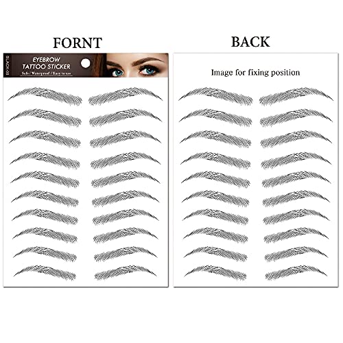 4 Sheets 40 Pairs Black 3d Eyebrow Tattoo Sticker Temporary Tattoos for Women, DIY Fake Tattoos that Look Real and Last Long Waterproof Body Art Makeup