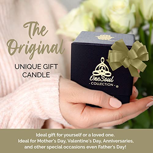 Moroccan Amber Aromatherapy Candle, Woody & Captivating Scented Candles, Luxury Candles Scented with Hamsa Design, Hand-Poured Soy Candle, 50 Hours Burn Time, 7.6 oz. - OneSoul Collection