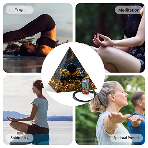 Orgone Pyramid Flower of Life for Positive Strength, Crystals Energy Generator Kit, Healing Crystal Gemstone with 7 Chakra for Stress Reduce, Attract Wealth Lucky, Calmness