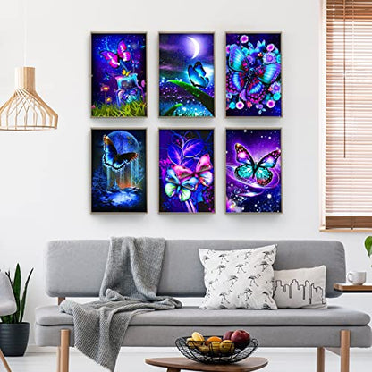 Butterfly Diamond Art, 9 Pack 5D Diamond Painting Kits for Adults Diamond Dotz Crafts Kits for Home Wall Decor 11.8 X 15.75 in