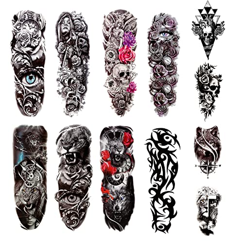 Temporary Tattoo Sleeves fake tattoos that look real and last long 12 Sheets