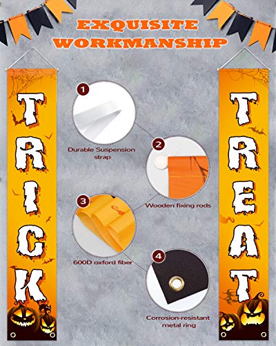 Trick or Treat Banner with Pumpkin Windsock Flag, Outdoor or Indoor Welcome Sign