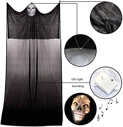 Hanging Ghost Decorations Skeleton 10.8 Foot LED Hanging Prop for Halloween Party Indoors and Outdoors Decor