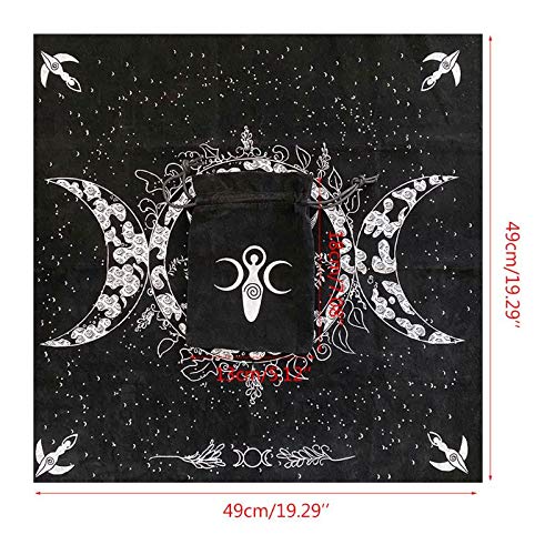 Altar Tarot Cloth Triple Goddess Moon Phases Astrology Tarot Cards Divination 19" x 19" with Tarot Pouch