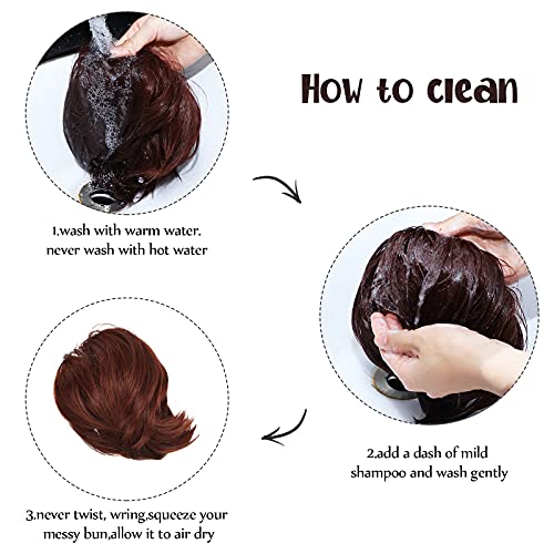 3 Pieces Synthetic Bun Hairpiece Scrunchies Hair Bun Extensions Messy Curly Hair Scrunchies Hairpieces Synthetic Donut Updo Hair Pieces Synthetic Chignon with Elastic Rubber Band (Dark Brown)