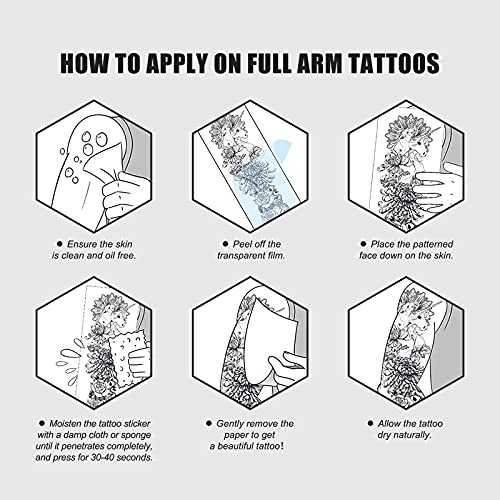 2 Sheets Temporary Tattoo Sticker-Waterproof Cool Arm Leg Back Body Sleeve Fake Tatoo For Women Men Adult Kids Long Lasting Temp Tatoos With Realistic Skull Pattern For Halloween Party Masquerade