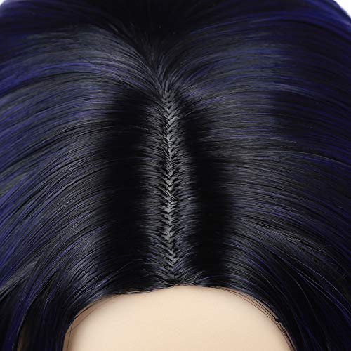 Black to Sapphire Blue 12-14" +/- Ombre Daily Wear or Cosplay Straight Synthetic Middle Part Heat Resistant Wig Free Delivery in 3 to 5 days