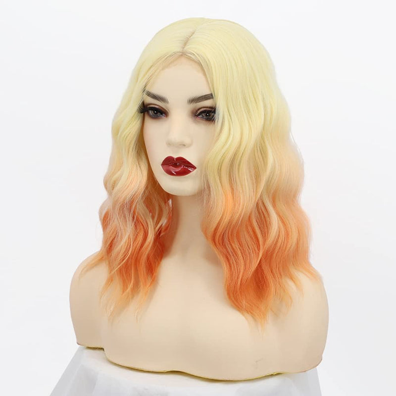 Middle Part Synthetic Shoulder Length 14 Inch Colorful Heat Resistant Fiber Wig