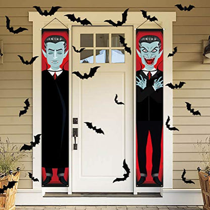  Halloween Vampire 2 Hanging Banners + 30 PVC Bats 