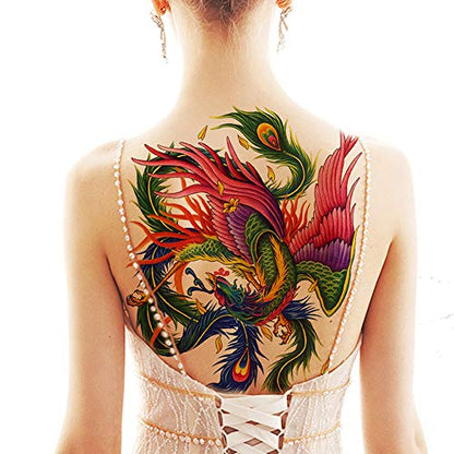 Colorful Chinese Full Back Tattoo - Temporary Waterproof and Durable