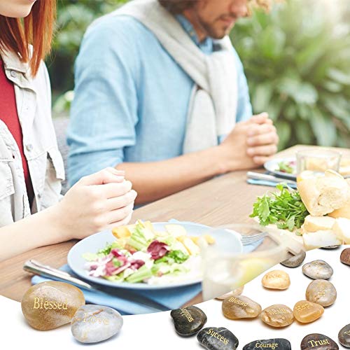 Engraved Inspirational Stones, 25 Different Words Encouragement Stones Amulets Gift Stones