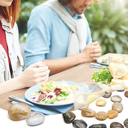 Engraved Inspirational Stones, 25 Different Words Encouragement Stones Amulets Gift Stones