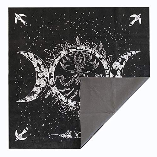 Altar Tarot Cloth Triple Goddess Moon Phases Astrology Tarot Cards Divination 19" x 19" with Tarot Pouch