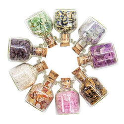 Gemstones Bottles Mini Chip Healing Crystal Stones Set of 9