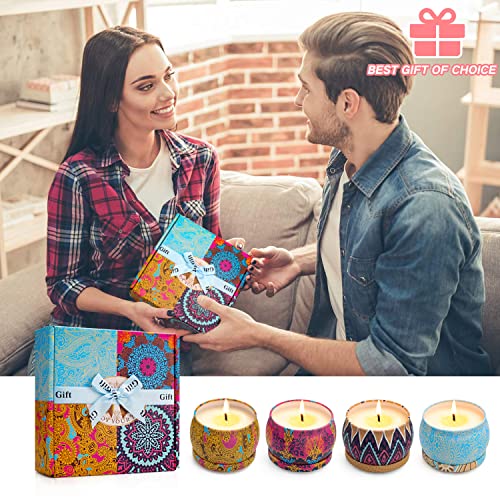 Scented Candles Set for Women Portable Candles Travel Tin Fragrance Gift for Birthday Christmas Day Weddings Soy Candle Long Lasting Aromatherapy Candles for Home Fragrances Decor