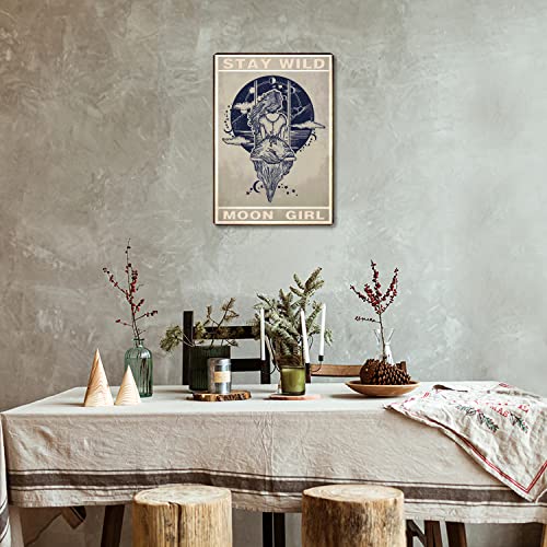 Stay Wild Moon Child Vintage Metal Tin Sign Wall Decor for Bar Pub Club8 x 12 inch