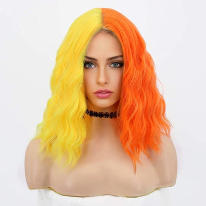 Middle Part Synthetic Shoulder Length 14 Inch Colorful Heat Resistant Fiber Wig
