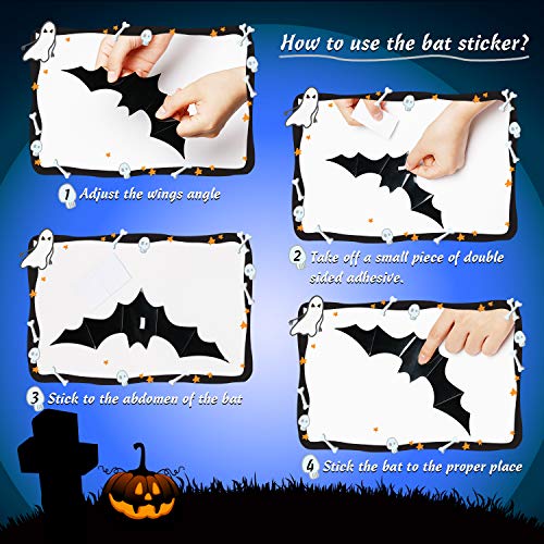 3D Scary Bats Halloween Stickers Set