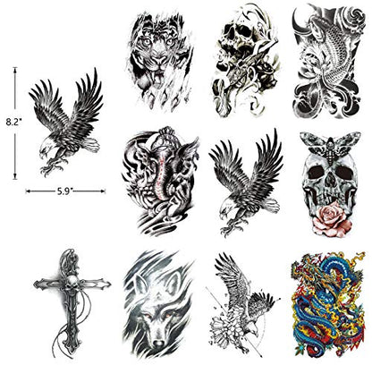 Full Arm Fake Temporary Tattoos and Half Arm Tattoo Sticker (20 sheets)
