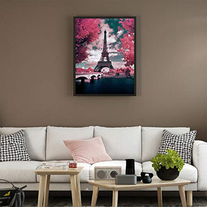 Eiffel Tower Paris at Dusk, 5D Full Drill Diamond Art, Round Diamond Painting Kit