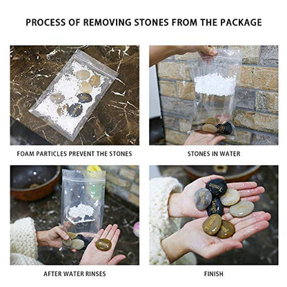 Engraved Inspirational Stones, 25 Different Words Encouragement Stones Amulets Gift Stones